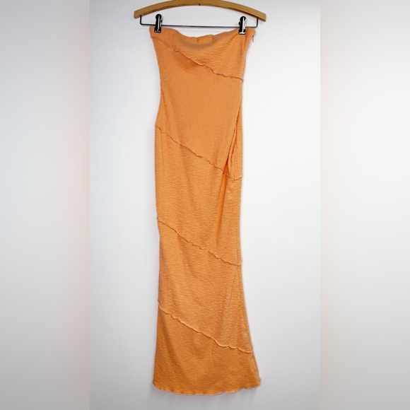 Princess Polly Oscar Midi Dress Orange Vibrant‎ Strapless Size 4 - Picture 3 of 6